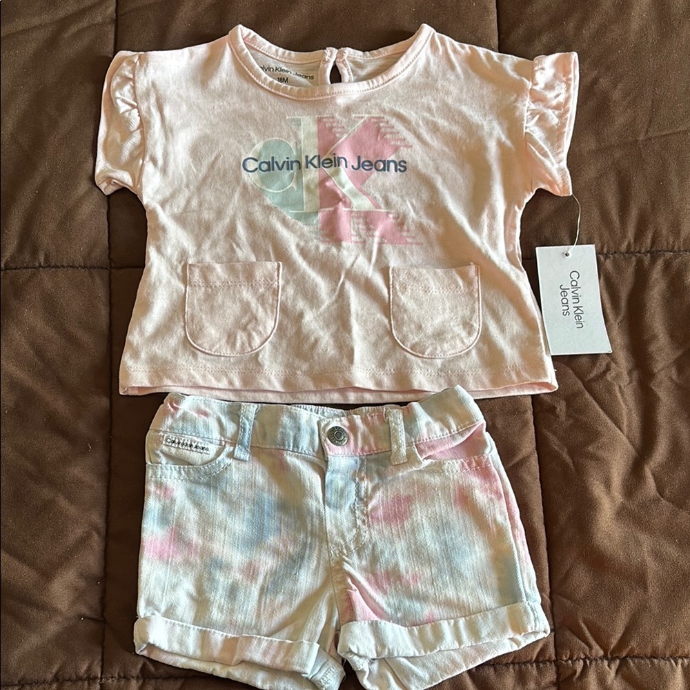 Calvin Klein Jeans Pink and White Toddler Set